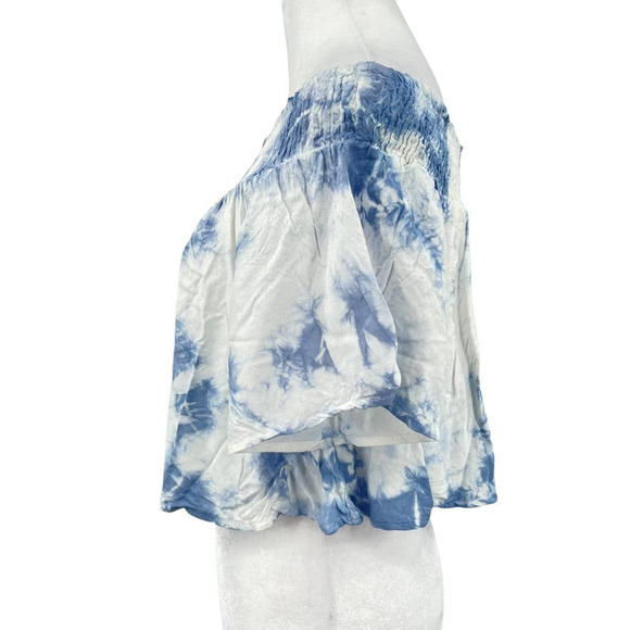NEW - KIWI + PUNCH Off the Shoulder Tie Dye Short Sleeve Crop Top - Size Small - Picture 3 of 9